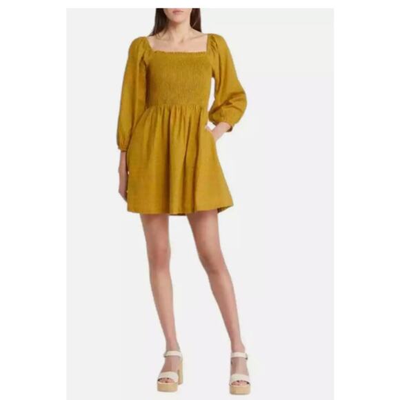 LOST + WANDER Smocked Bodice Mini Dress Size Small New‎ with Tags - Picture 1 of 7